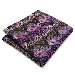 Mens Silk Woven Custom Serged Seams Pocket Square Metallic Yarns High Quality Pocket Squares