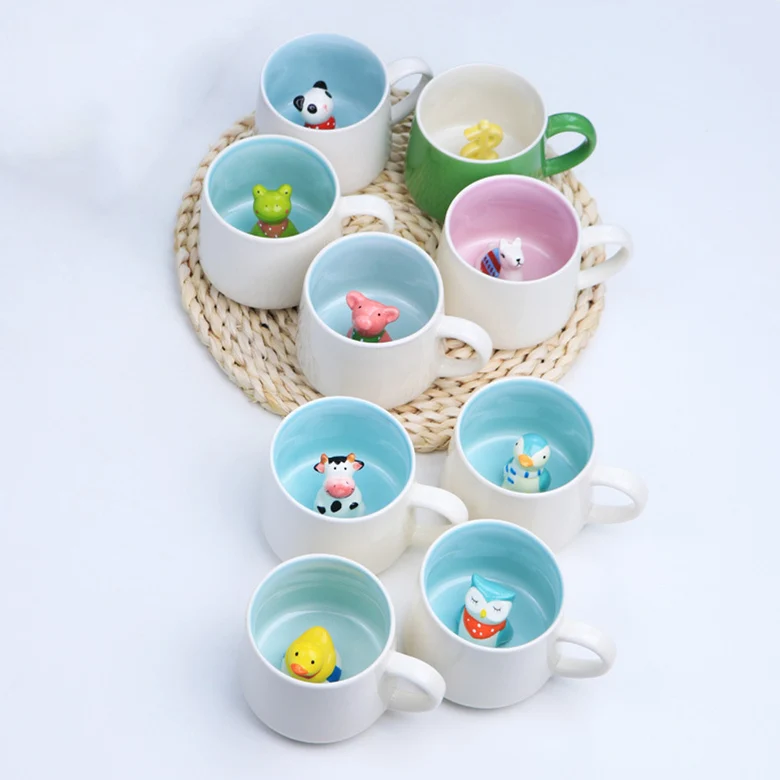 Hot Sale Ceramic Coffee Mug Cute Animal Mug With Animal Inside Cup