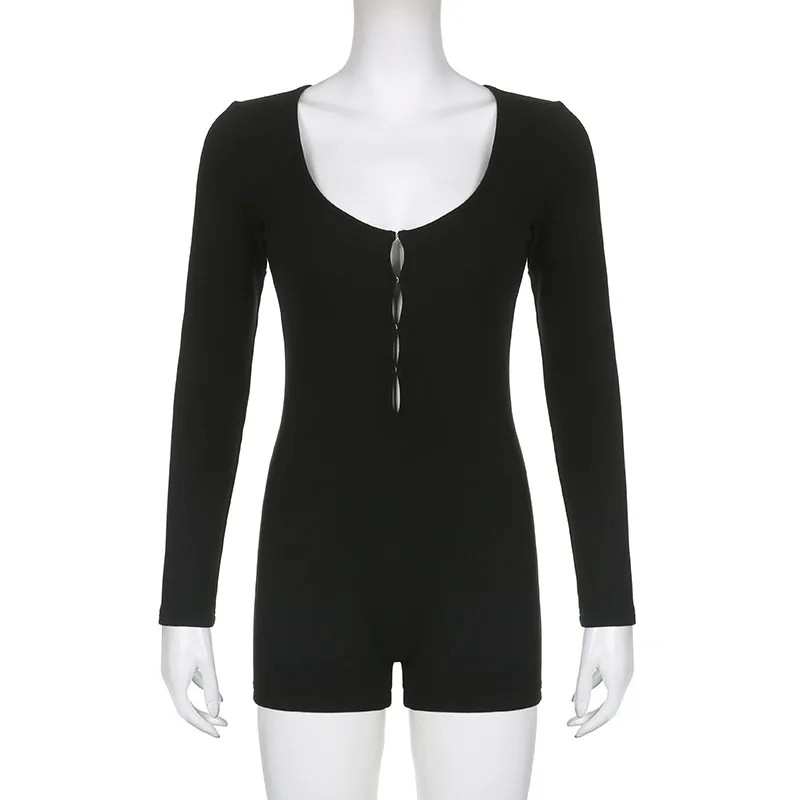 OLAF New Arrivals  Women Clothing Slim Fit Hollow Out Sexy Casual Women One Piece Short Jumpsuits