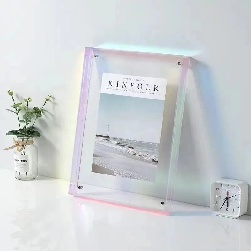 Wholesale Transparent Double Sided Glass Picture Wooden Frame And Acrylic Floating Photo Frame Wall Art Marco