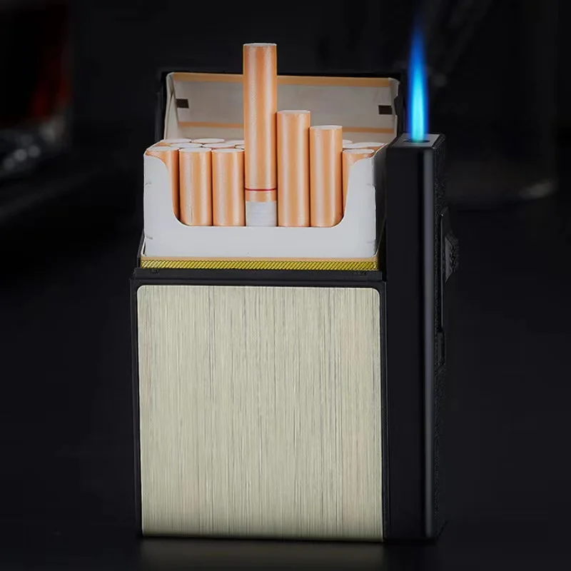 Wholesale Hot Sale  portable metal plastic electronic waterproof gold custom cigarette case box with usb lighter smoking