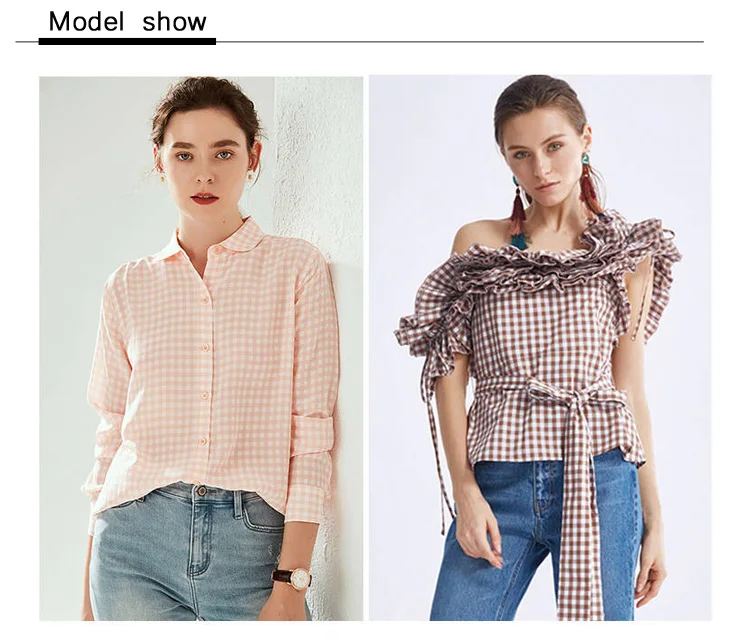 
Wholesale fashion woven checks shirting material washed 100 cotton plaid fabric 
