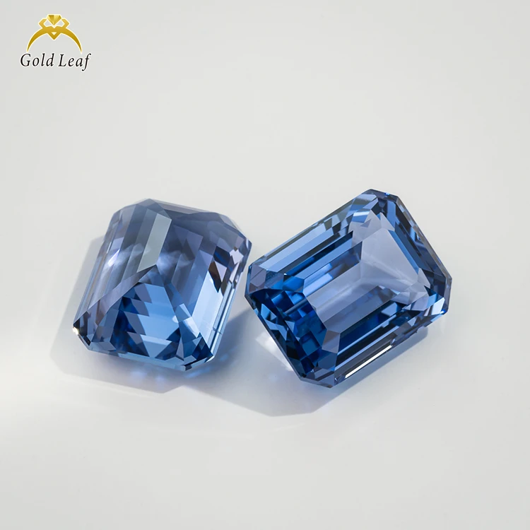 Goldleaf Factory Price Lab Grown Sapphire Emerald Cut GRC Certified Colored Loose Gemstone for Jewelry Making