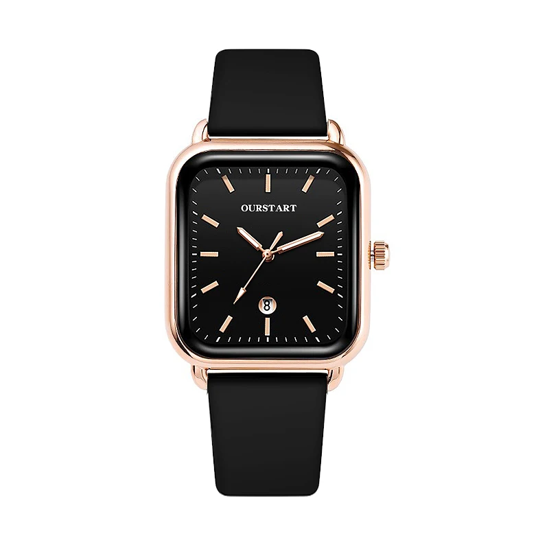 Spot Square Calendar Silicone Strap Watch For Women With High Value Gift Wholesale