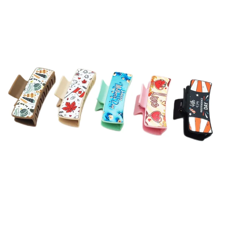 Qualisub Personalized Plastic hair clips Blank Sublimation hair Claw Aluminum sheet for print Adults and Kids Hair Clips