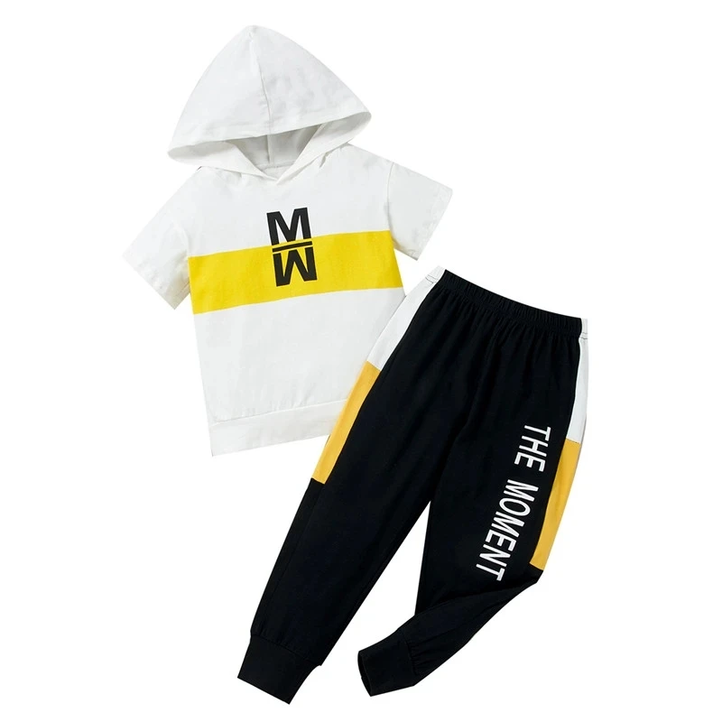 
Summeer Boys Toddler Girls Sports hooded short-sleeved T-shirt and Pants Set 