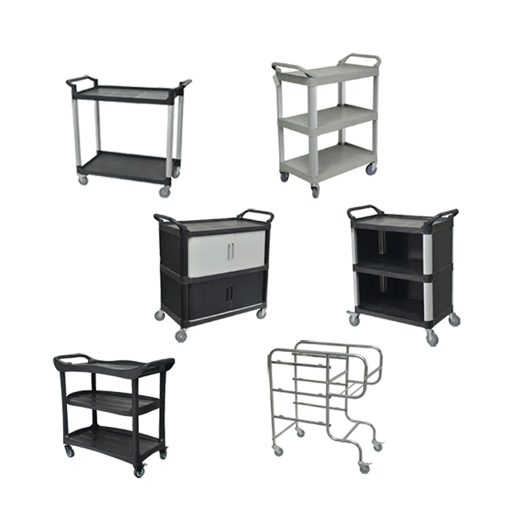 Отель 2 слоя тележка для еды коробка столовых приборов четырехколесных транспортных средств пластиковый сервисный