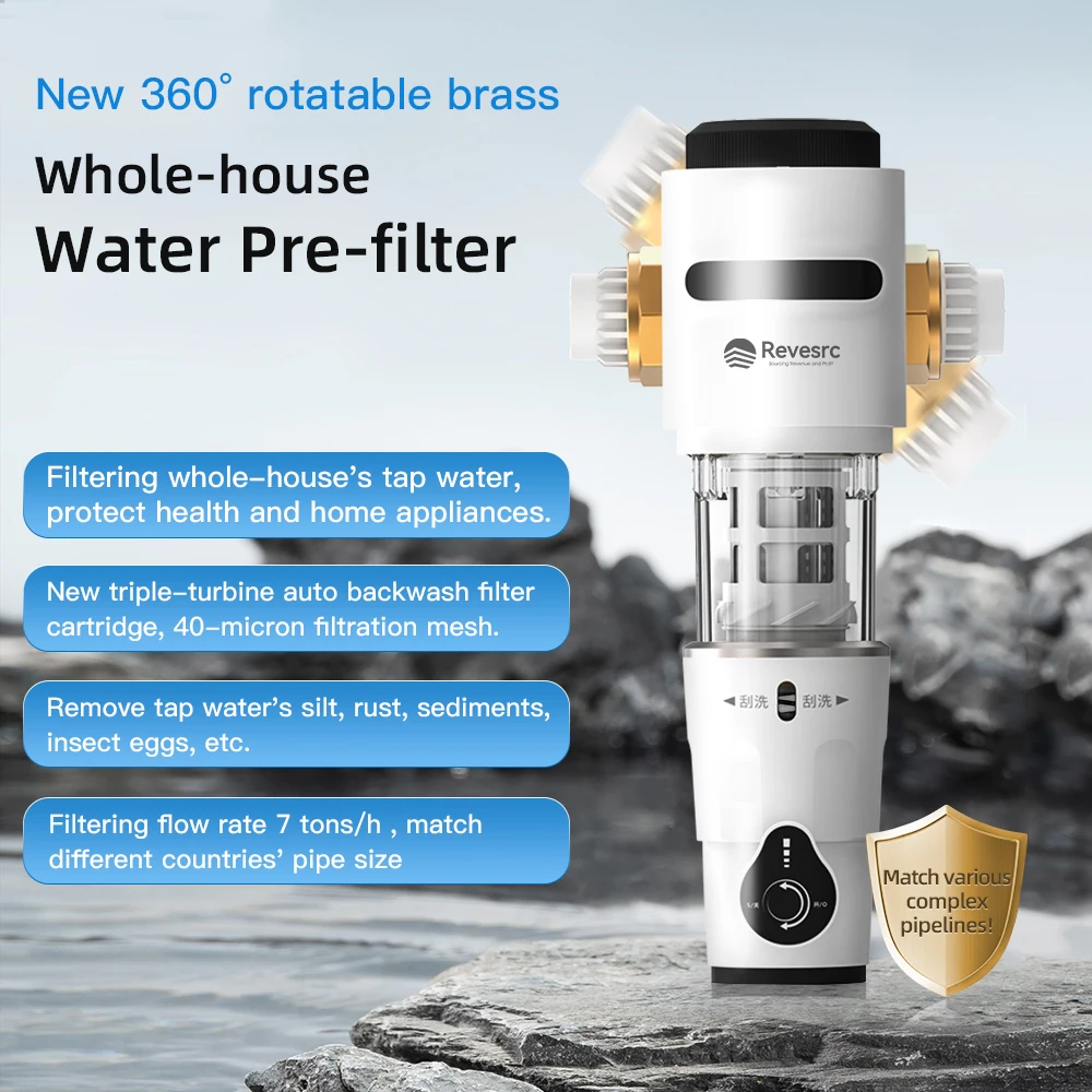 Large Flow Universal Joint Water Pre-Filter Dual-Core Household Tap Water Purifier Filtration Water Treatment for House Sediment