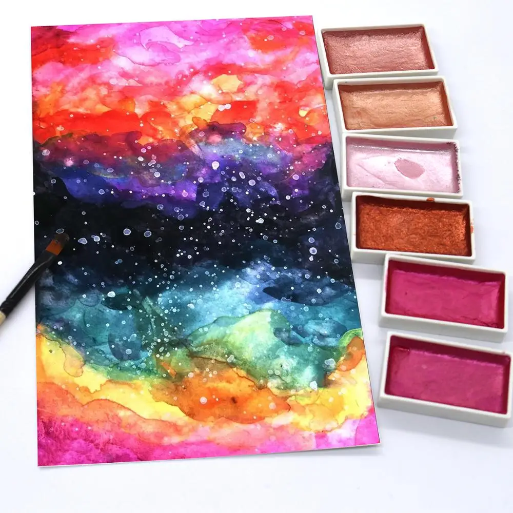 
2019 Amazon Hot Selling 6 Colors Metallic Neon Watercolor Paint Set 3 Kinds Of Color Set 