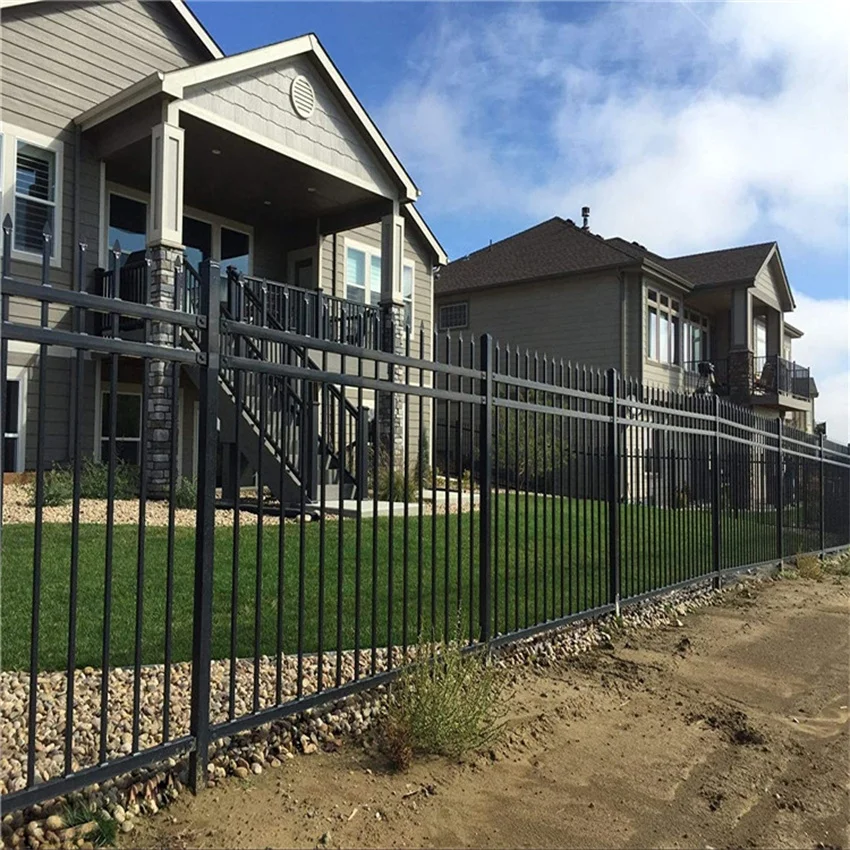 New Supplies commercial wrought iron fencing Outdoor House Backyard Perimeter Garden Black Metal Fence