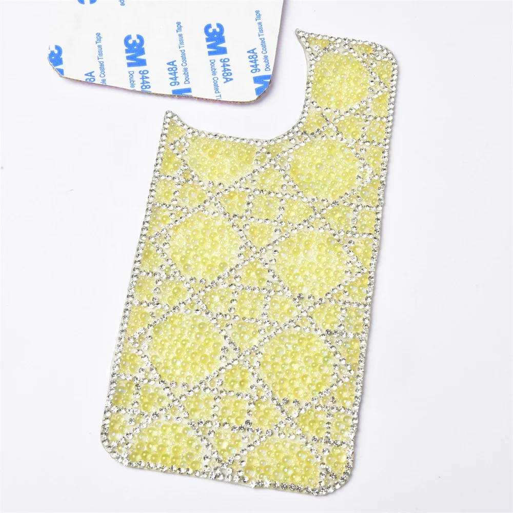 Wholesale Candy Colored Caviar Beads Rhinestone Diamond Pearl Self Adhesive Sticker For Cell Phone Case Back Glitter Decoration