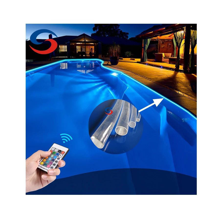 DIY long distance plastic optic light cable side glow optical fiber for swimming pool