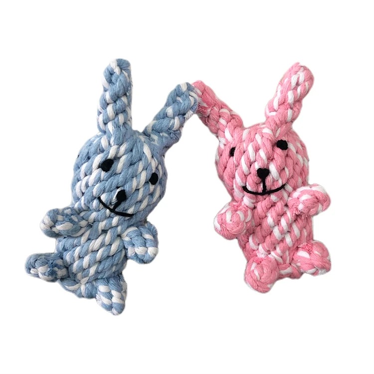 Free Sample Rabbit-Shaped Dog Rope Chew Toy Interactive Puppy Dog Anxiety Relieving Toys