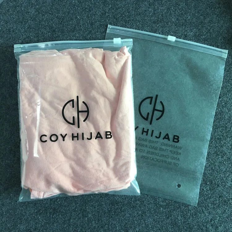 Custom Size Frosted Biodegradable Plastic Packaging Zipper Bags T Shirt Swimwear Zip Lock Printed Logo Bags