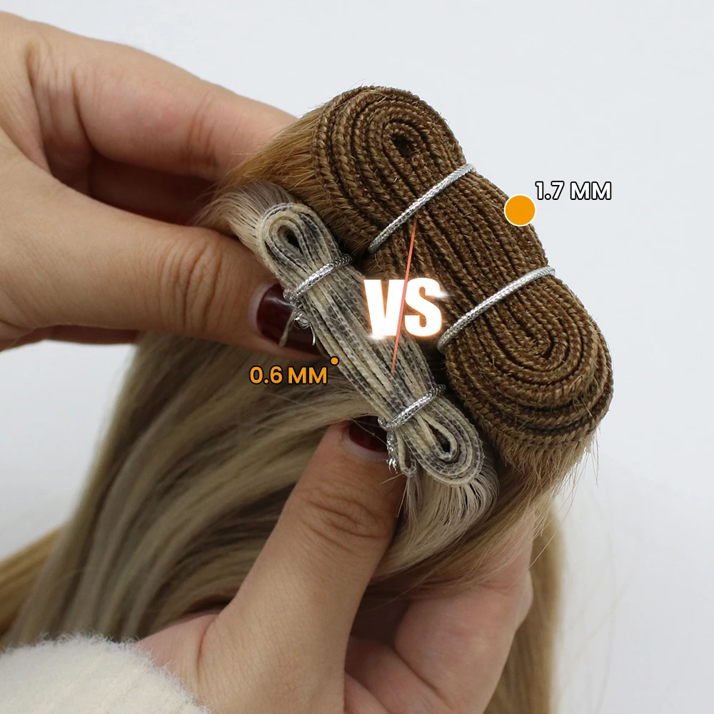 100% Human Hair Seamless Weft Thick Ends Can Be Cut Invisible Genius Weft Hair extension