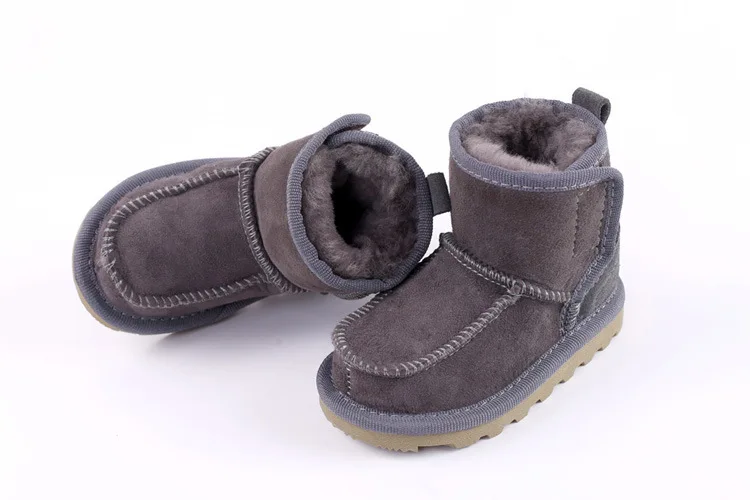 Baby Snow Boots for boys and girls Kids Sheepskin Real Fur Shoes Children Geanuine Leather