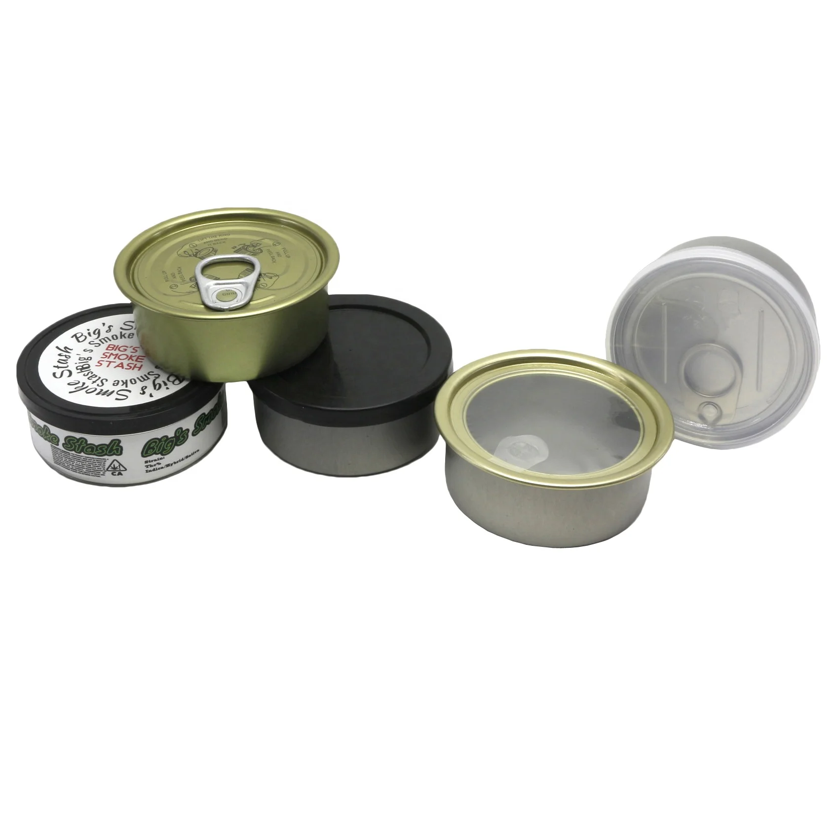 empty caviar fish meat 2 pieces metal tins cans MC-023C