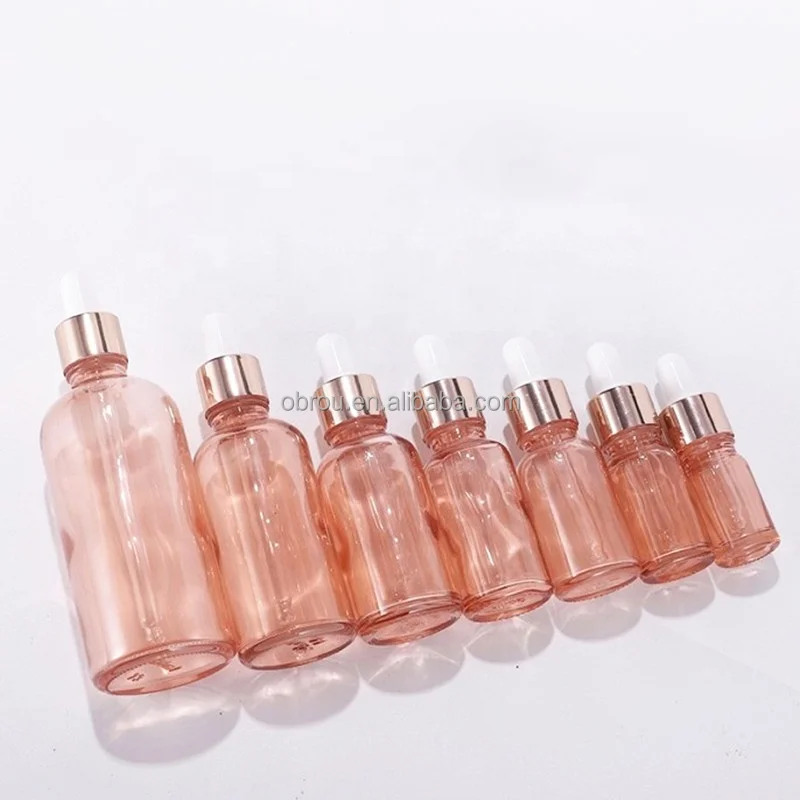 5ml 10ml 15ml 20ml rose gold glass skin care serum dropper bottle 30ml 50ml 100ml essential oil bottles