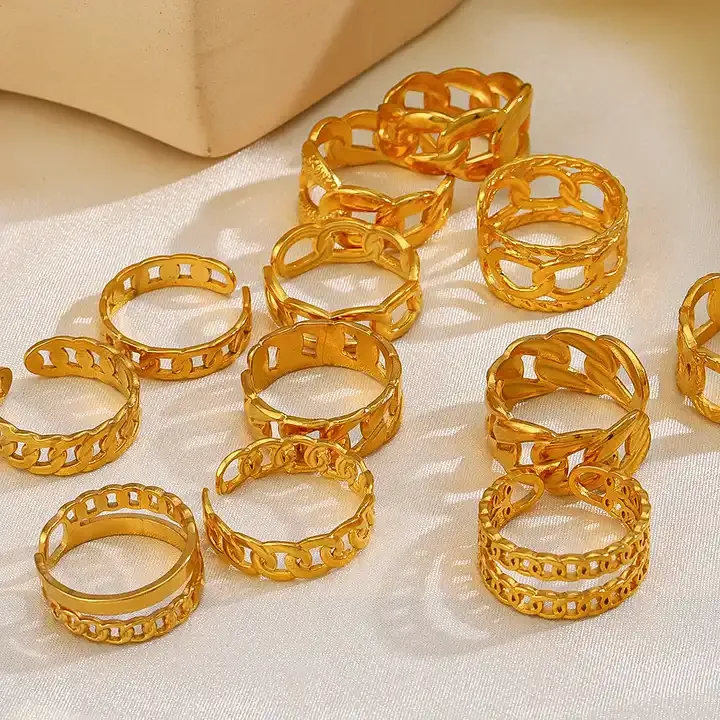 Customized Waterproof Split Ring Fishing 18K Gold Plated Women Dainty Zircon Engagement 316l Stainless Steel Ring