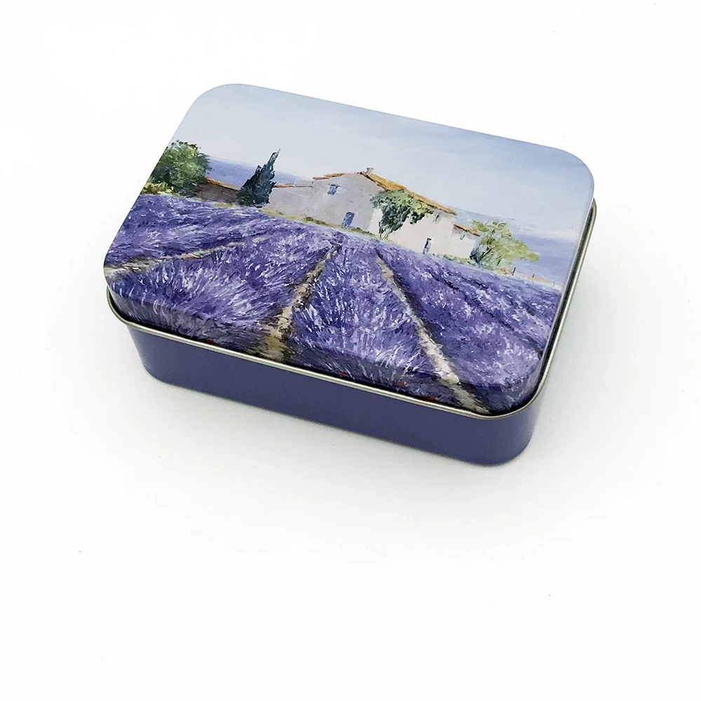 custom printing rectangle gift packing metal boxes with hinged lid