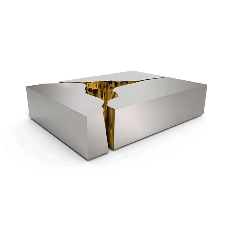 Luxury matching furniture marble top wooden coffee table Cracked stone design