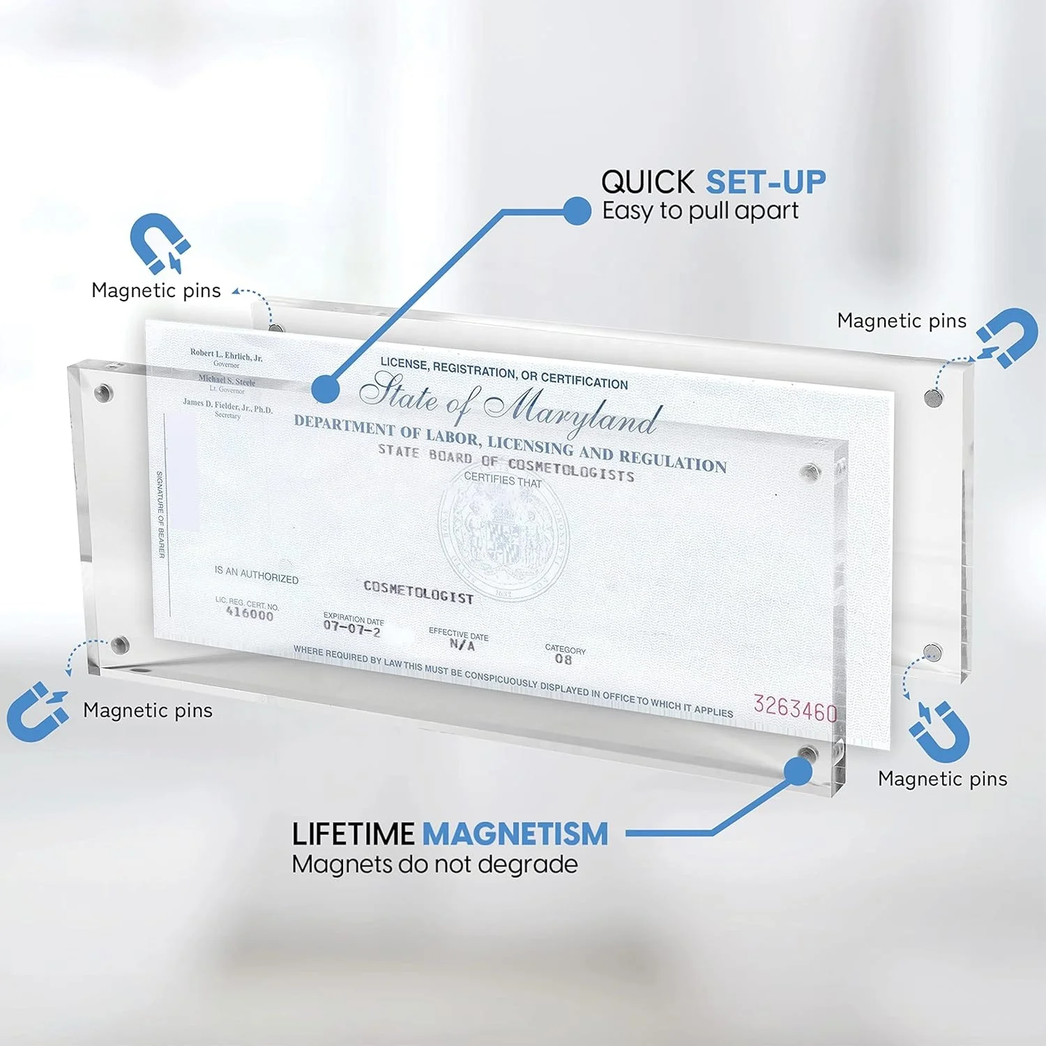 4x10 Acrylic Frame - Frameless Panoramic Photo & License Display - Sleek, Modern Design Acrylic Picture Frame