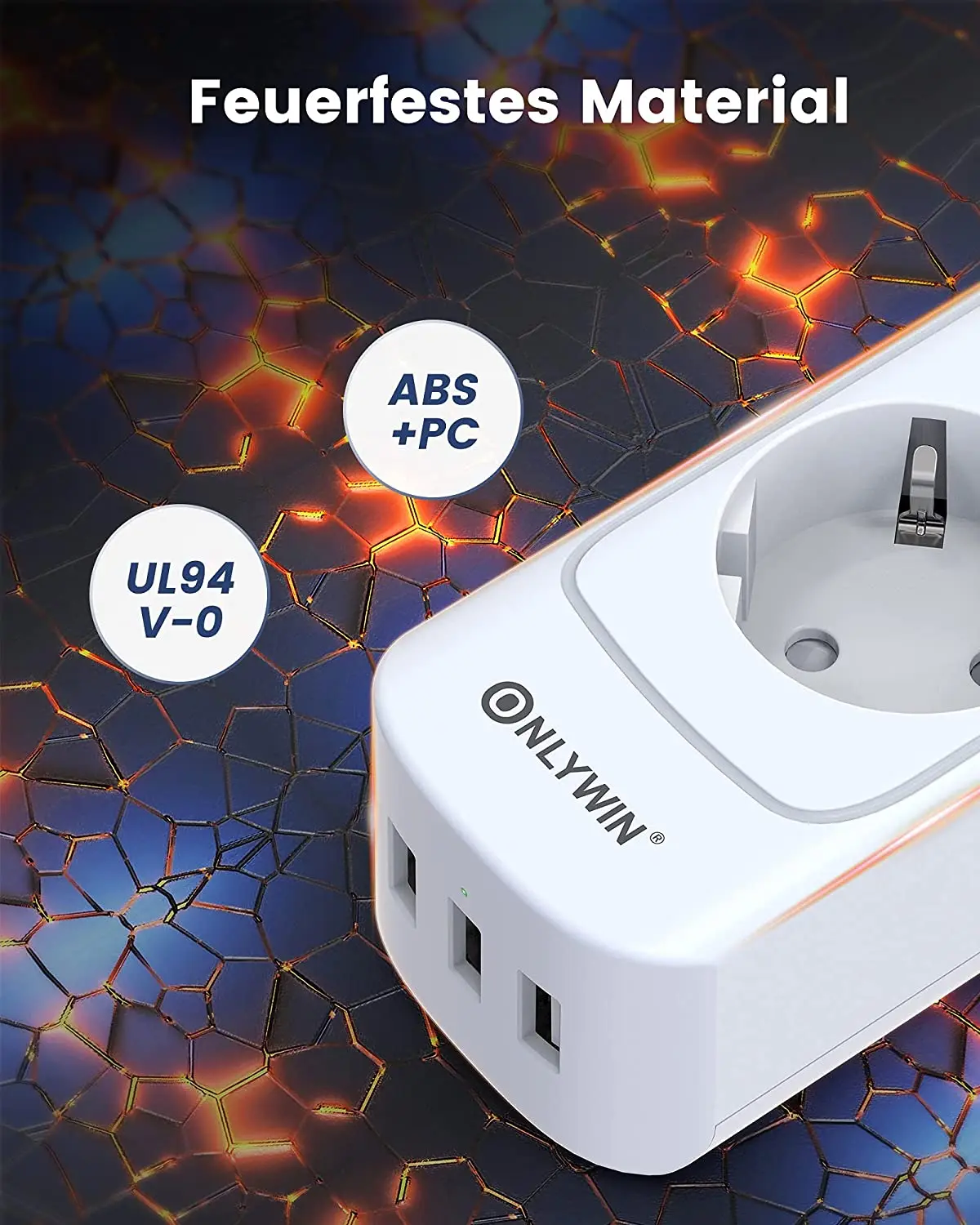 ONLYWIN EU German market Cable  outlets Overload Protection Multiple Plug smart modular power strip