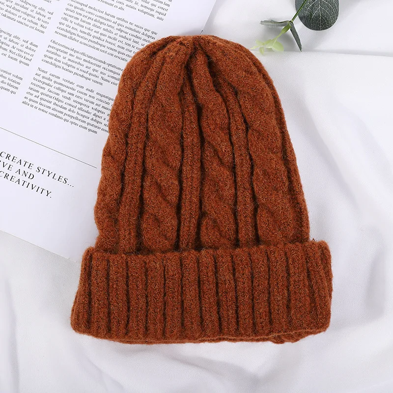 Custom Logo Beanie Hat Japanese Warm Wool Cap High Quality Winter Hats Wholesale Korean new Knitted Cap Fashion Pullover Hats