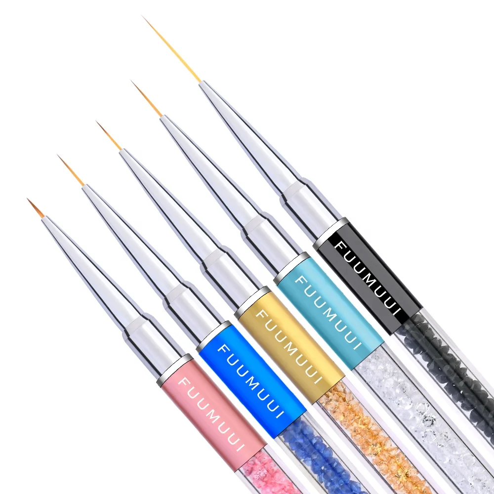 2022 Customized Hair Length 7/9/11/20/25mm 3D Brush Nail Art Liner Brush Dual Ended Long Liner Brushes UV Gel Painting Acrylic