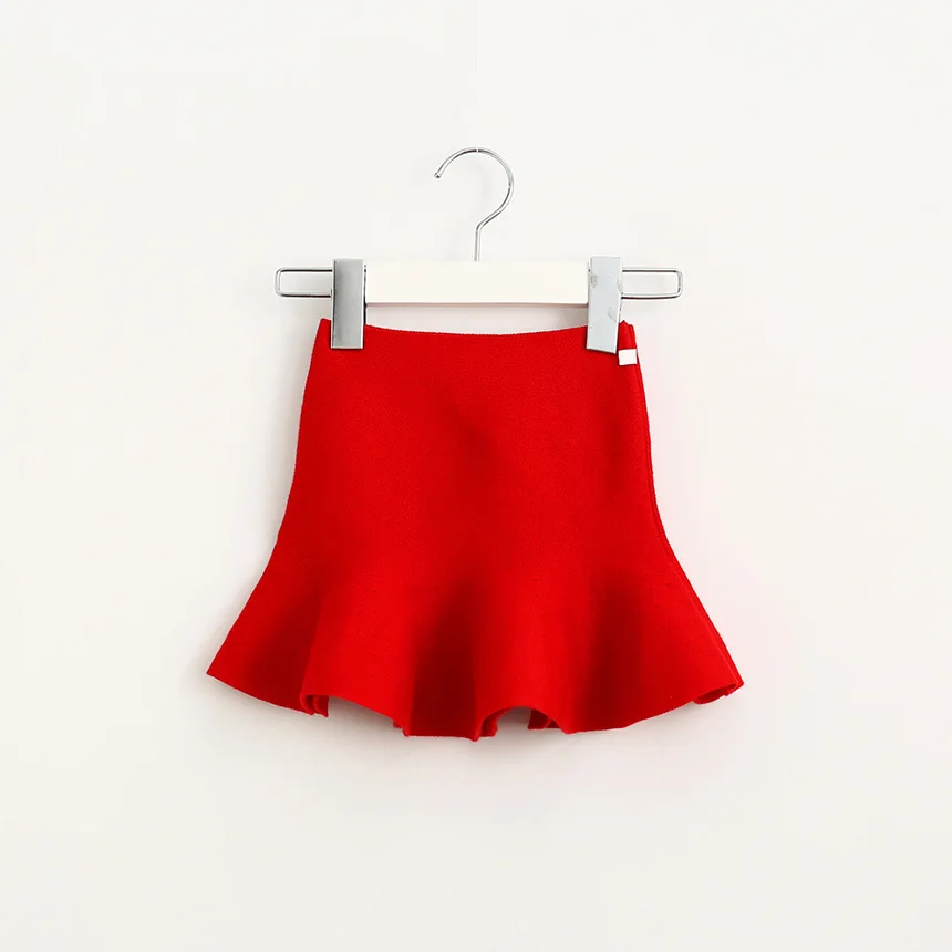 Toddler Girl Knitted Solid Skirt Children Girl  Cute Ruffle Fish Tail Skirt for Winter Fashion Girl Clothing