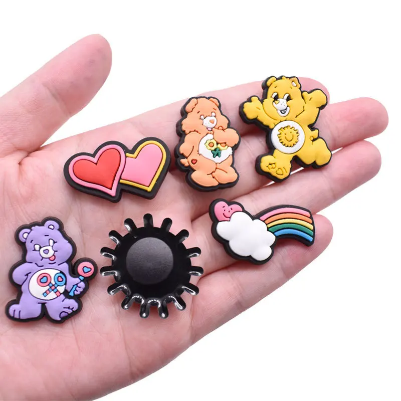 2023 New Rainbow bear Assorted Designs Clog Shoe Charms Soft PVC Shoe Charms For Croc luxury charms