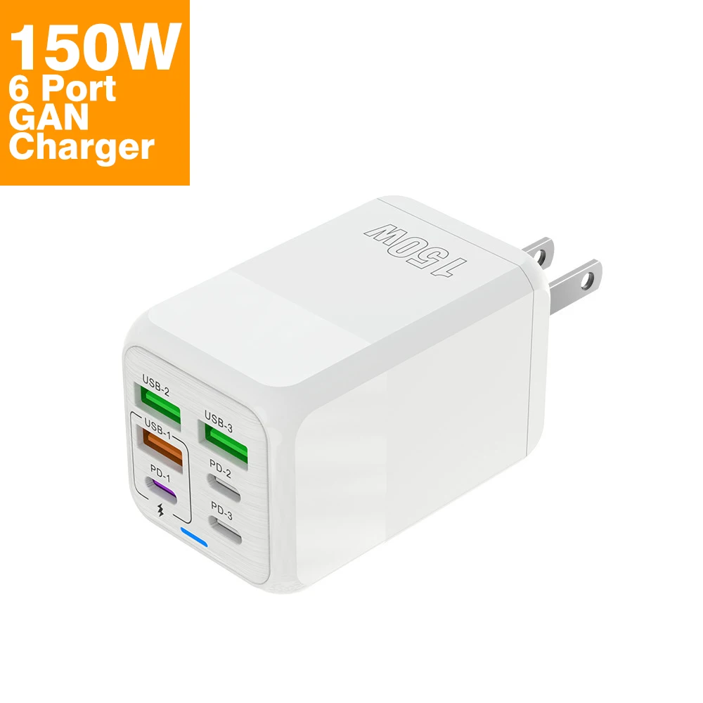 150 Вт 6-портовый супер быстрое зарядное устройство Универсальное для Samsung совместимый с Android USB адаптер питания iphone 15 16 pro max