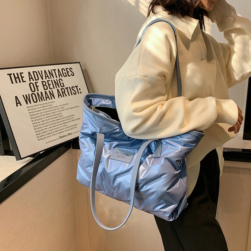 Amazon top seller 2023 new arrival korean luxury puffer tote bag wholesale tote large capacity handbags for ladies shopping