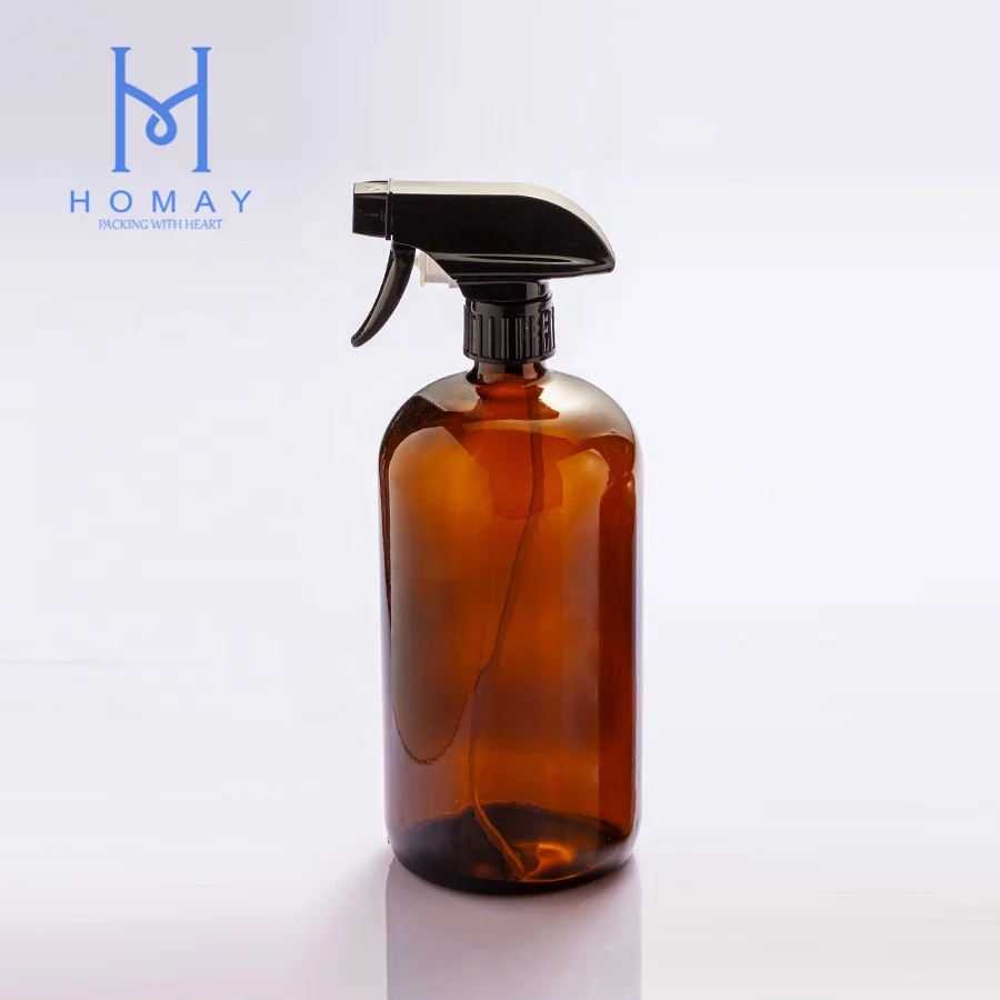 homay packing hot selling 0.5OZ-32OZ amber boston round glass bottle with plastic cap