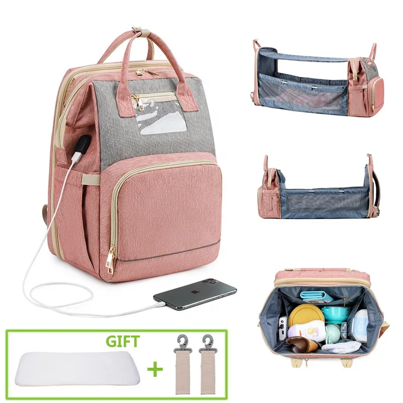 
Baby Bag With Changing Crib Mommy Outdoor Travel Baby Nappy Changing Expandable Baby Bed Diaper Bag Backpack 2021 New 