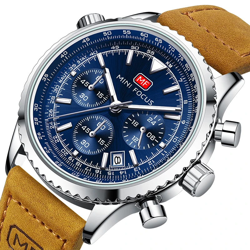 Guangzhou watch wholesale market Mini Focus 0463 reloj watch  leather strap men watch customize your own dial wristwatch