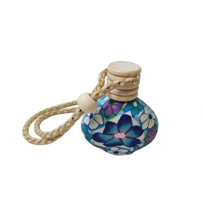 Wholesale 10ml air freshener diffuser empty frosted car hanging perfume bottle with wooden cap