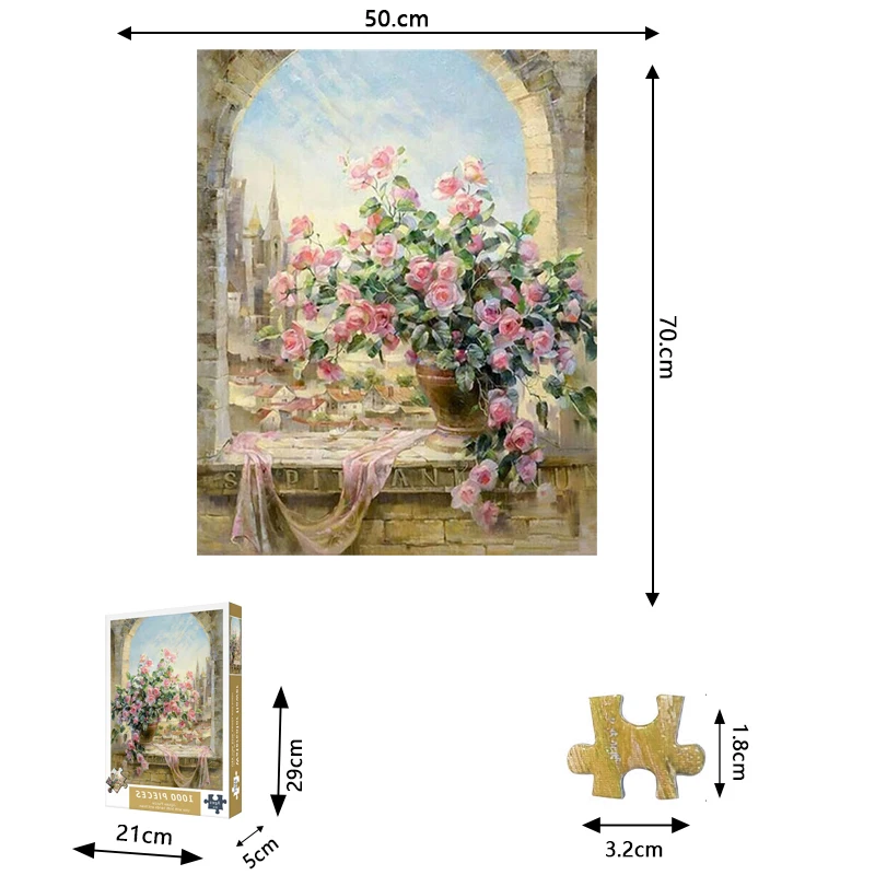 1000 Pieces Paper Jigsaw Puzzles Brain Game Toy Print Custom HD Castle Flower for Adult and Children Gifts Eco-friendly Unisex