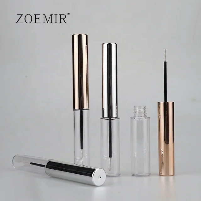 Custom Empty Clear Plastic Mascara Tube Liquid Container Plastic Tube with Wand Brush Eye Lash Brush Bottle 8ml