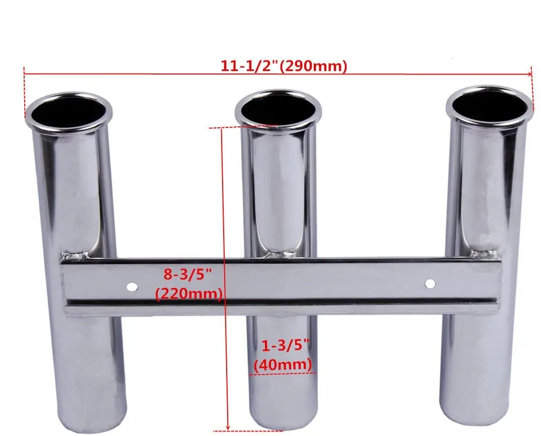 
Wall-Mounted 3 Tubes Linked 316 Stainless Steel Rod Holder 3 Rod Rack 