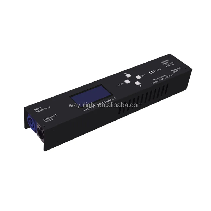 200W  Build-in Power Supply Artnet Stage Light Controller LED Strip SK6812 WS2812 DC24V 12v 5V DMX Art-net Controller
