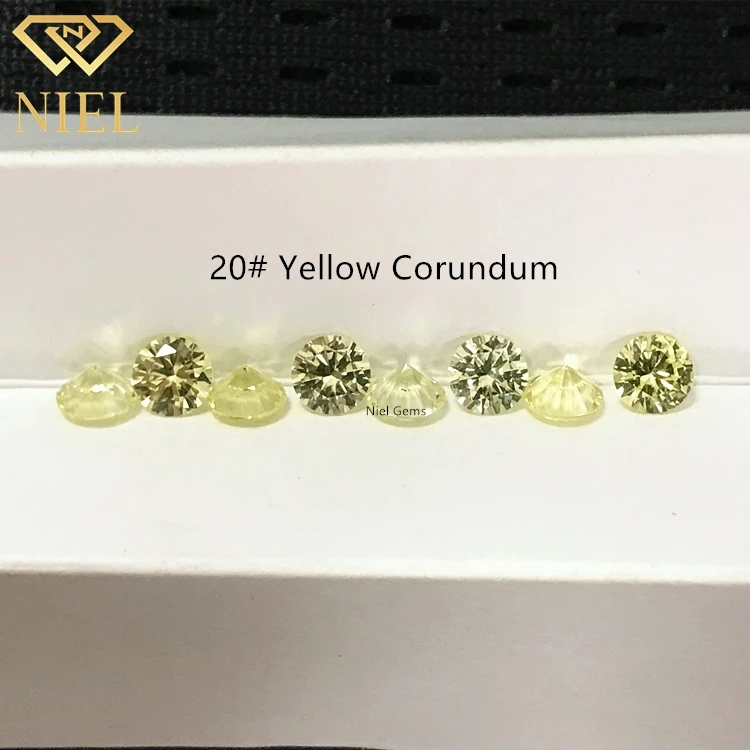 Lemon color round cut 5mm niel gems loose gemstones gem stone synthetic sapphire yellow 20 20# corundum