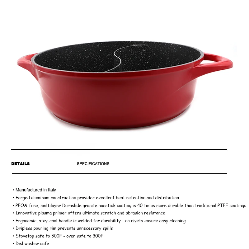 Cast Aluminum PFOA Free Chinese Samovar Hogo Sauce Pot Double-Flavor Hot Pot Non-stick Thicken 28/30 Induction Cooker