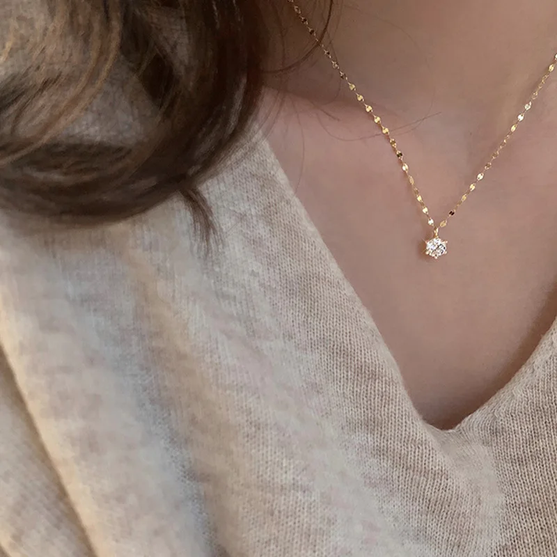 Japan and South Korea new 925 sterling silver necklace fashion diamond necklace women