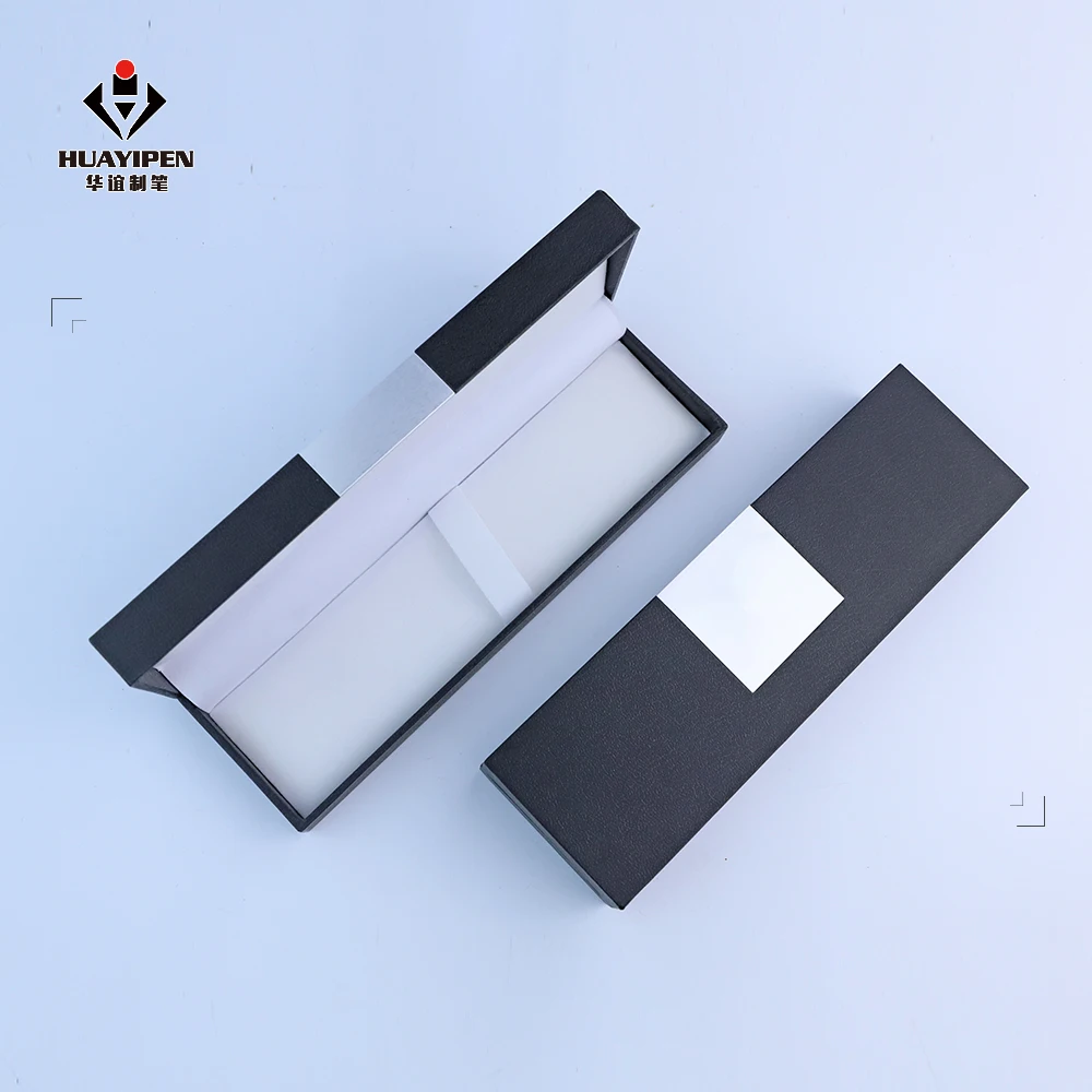 Metal aluminum sheet can be laser logo luxury gift pen logo logo case black rectangular high-grade gift packaging box