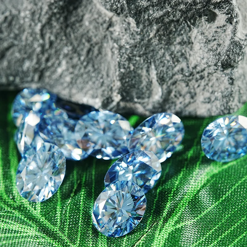 SICGEM Nature Color Lab Grown Gem Stone VVS Clarity Color Diamond  Oval Light Blue 1ct Sapphire Moissanite Loose