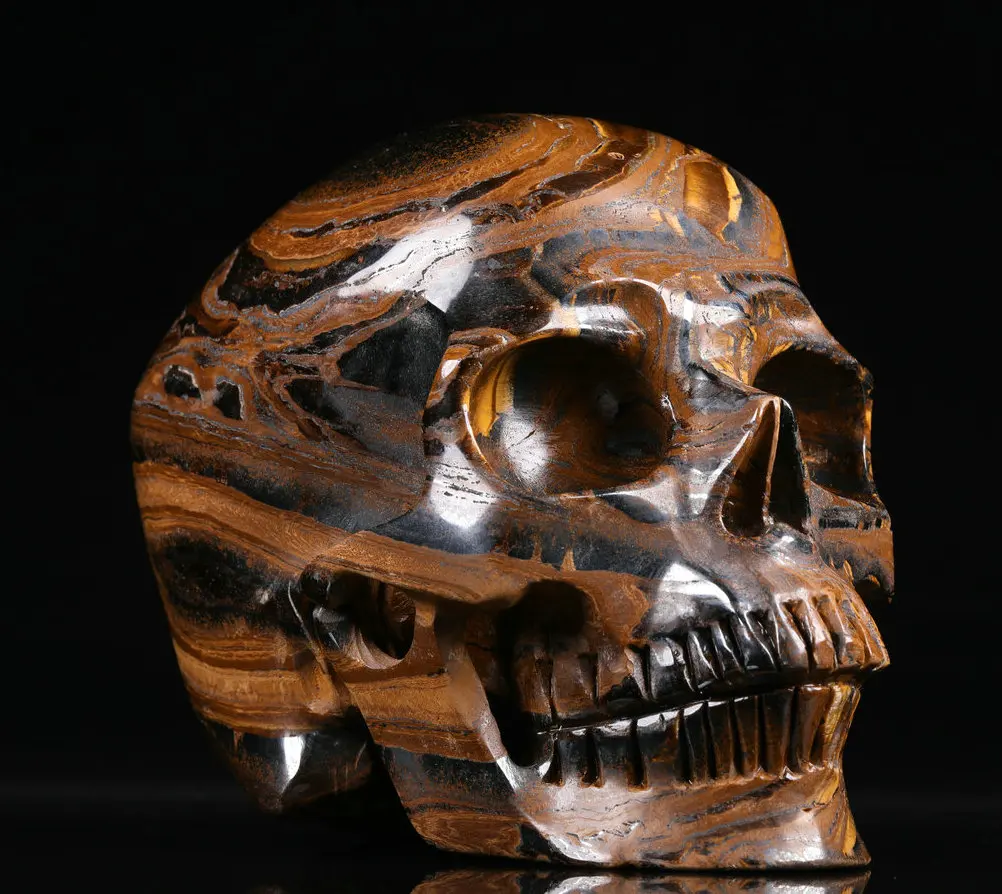 
Huge 5.0 inch Iron tiger eye Skulls crystals Sculpture healing crystals stones crystal trophy for Home decoration 
