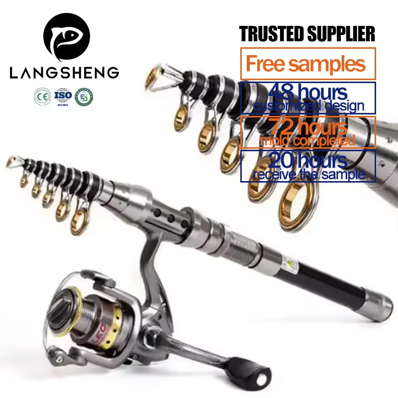 Langsheng Hot sale 1.5m 1.8m 2.1m 2.4m 2.7m Glass Fiber Telescopic Fishing Rods For Saltwater Portable Long Casting rods