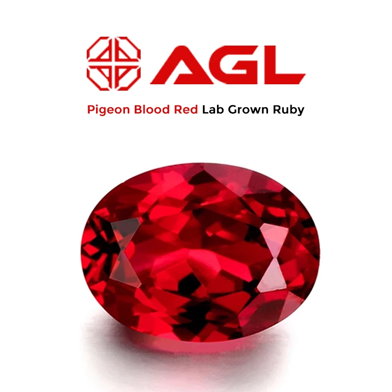 AGL Certified pigeon blood red ruby 5A High-quality Synthetic Loose ruby Gemstones 0.5ct 1ct 1.5ct 2ct Oval Lab Grown Ruby