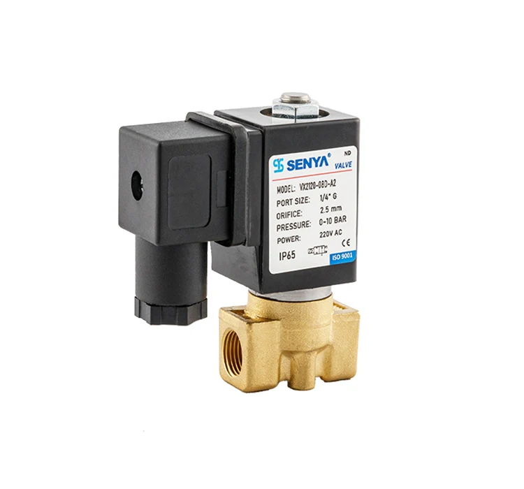 SENYA VX2120 12VDC 24VDC 110VAC 220VAC Normally Closed Direct Acting Fluid Control Solenoid Valve 2 Way Brass Solenoid Valve